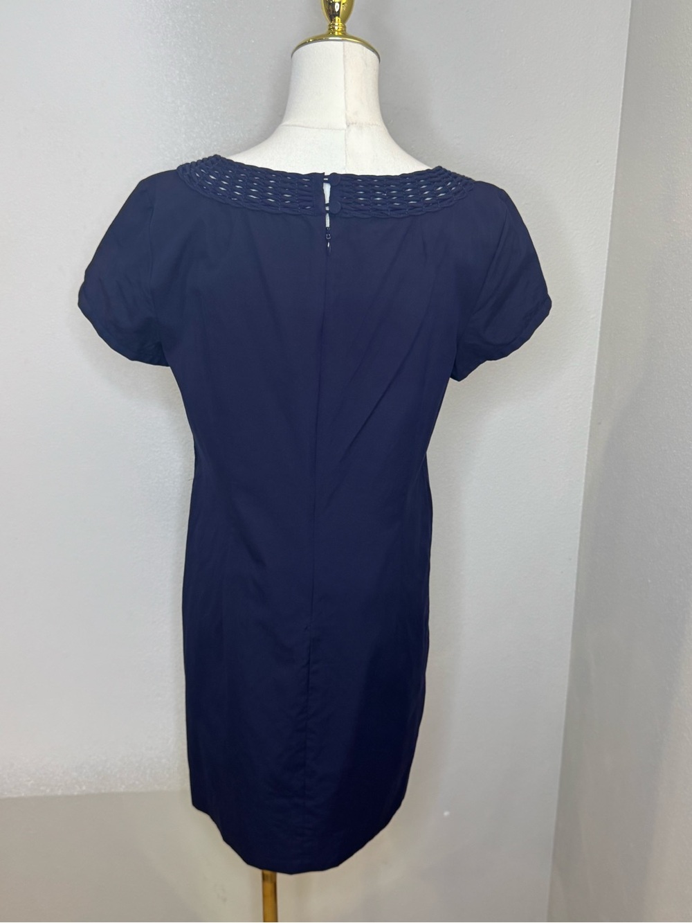 J.Crew Navy Cotton Silk Shift Dress Size 10 Woven Neck Pockets Lined 22888 - Picture 14 of 15